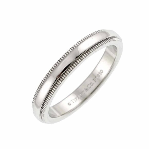 TIFFANY CO. Milgrain Band Ring Pt Platinum Size5.25(US)